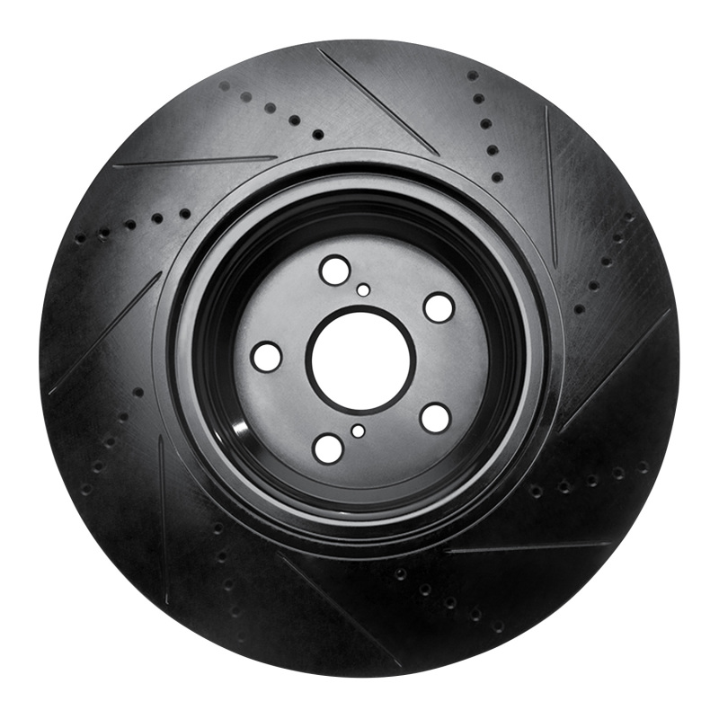 Lexus LS460 Brake Rotor (1) - Front Right - R1 Concepts - Drilled & Slotted - Black - `10-`17